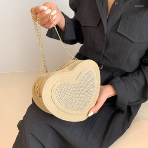 Sacos de noite Feminino Clutch Bolsas de Compras Cor Sólida Diamantes Bolsa Mensageiro Bling Strass Amor Coração Pelúcia Bolsa Feminina