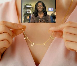 Former First Lady Michelle Obama Vote Initial Necklace for Women Wears the Same Vote Necklace dom Equality7299570