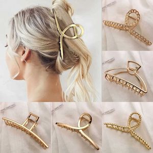 Dingle ljuskrona enkel metall geometriska hårkloklämmor eleganta geometriska hårtillbehör Cross Crab Bath Clip for Women Fashion Girl Headwear Z0608