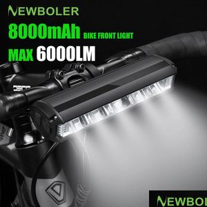 バイクライトBoler自転車フロント6000Lumen 8000MAH防水懐中電灯USB充電MTBロードサイクリングランプアクセサリー230110ドロップDダグル