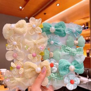 Hair Accessories 10pcs/1set Children Super Fairy Bow Fabric Hairpin Sweet Flower No Hanging Clip Girl Bangs