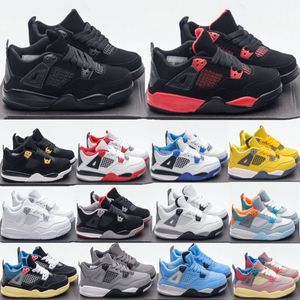 basketball baby kids shoes 4 4s black sneakers boys Girls cat military trainers kid youth toddler runner shoe Athletic Outdoor children Bred sneaker Fire Red Thunder