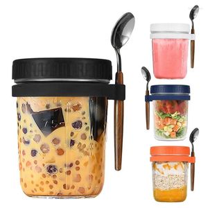 Storage Bottles 14 Oz Overnight Oats Jars Milk Fruit Salad Food Container Glass Breakfast Cup Mason Kid Water Bottle Kitchen Item