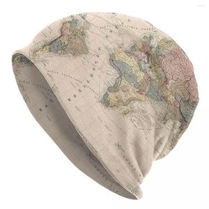 Berretti Vintage Map Of The World 1852 Berretti da uomo Cappello per uomo Kpop Maschera passamontagna maschile Berretti