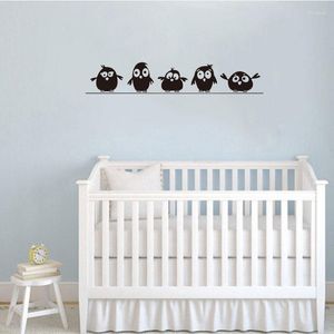 Adesivi Murali Simpatici 5 Uccelli Porta per Bambini Impermeabile Animale Cartone Animato Decorazione Domestica