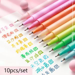 Ballpoint Pens 10 Color Morandi Colorful Gel Pen Student Note Marker Notebook Painting Graffiti 230608