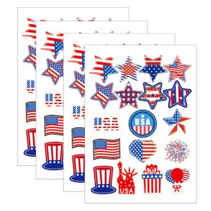 Patriotisk klistermärke 4 juli Red White Blue Stars Label Independence Day Decor Party Favors XBJK2306