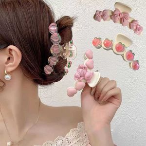 Dangle Chandelier Large Heart Hair Claw Clip Big Acrylic Barrette Ponytail Holder Cute Peach Claw Clips Pins Hairclip Hair Accessories For Women Z0608