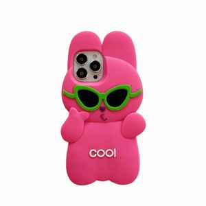 無料のDHLホールセール韓国人気Ins漫画ラビット3DケースiPhone 14 13 12 Pro Max I11 13Pro Kids Shockproof Soft Silicone Pink Phoneカバー