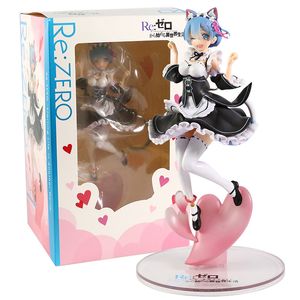 アクショントイの数字は、別の世界で人生を開始することを再びゼロrem nekomimi ver。図PVCコレクションモデルToys Brinquedos 230608