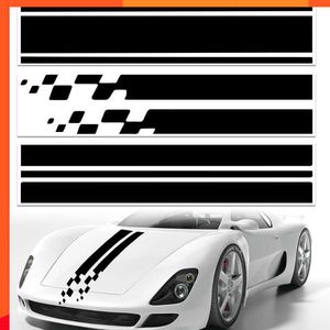 Novos adesivos de listras de corrida para capa de motor de carro Modificação Auto Styling Corpo Vinil Decalques Decoração Adesivo decorativo de PVC à prova d'água