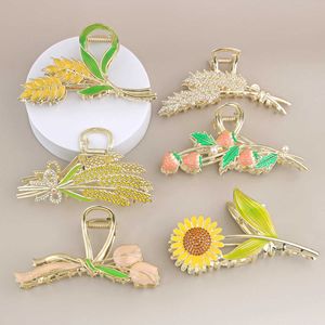 Dangle Chandelier Muweordy Alloy Wheat ear Hair Clip Hair Pins Metal large Claw Clip Women Hair Claws For Girls Ponytail Barrette Hair Accessories Z0608