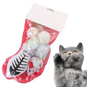 6PCS Christmas Cat Bey Ball Plush Pluszowe pióra fałszywe rybne mysie Ball Ball Toy zabawne interaktywne pluszowe materiały z piór z piór