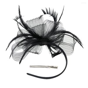 Bandanas Wedding Headpiece Bride Mesh Tea Party Hat Fascinator Hats Women 18X15X5CM Women's Fascinators Fasinators Hair Black