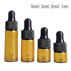 50/100 st 1-5/ml Essential Oil Glass påfyllningsbar ögon tom dropparflaskbehållare resor för oljor, parfymer shvc