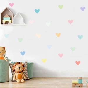 18Pcs Watercolor Heart-shaped Nursery Wall Art Decals Vinyl Wall Stickers PVC Wallpaper Mural Kids Bedroom Removable Home Decor