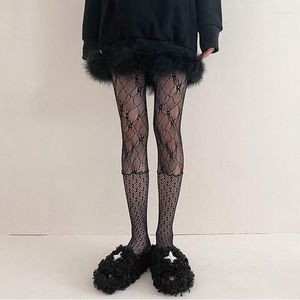 Women Socks Patched Lace Fishnet Flowers Jacquard Patterns Tights Black Mesh Pantyhose Sexy Stockings Lingerie For