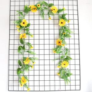 Decorative Flowers 1.7 Meters Htmeing Artificial Sunflower Vine Wedding Decor DIY Rattan Garland Party Home Garden Decoration