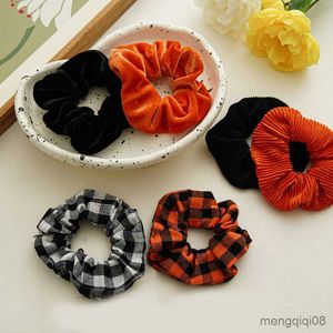 Other Soft Velvet Elastic Hair Bands Halloween Christmas Rubber Crumpled Ring Handmade Scrunchies Girls Accessories R230608