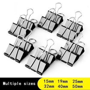 Bag Clips 10st Metal Paper Clip 19 25 32 41 51mm Foldback Binder Black Grip Clamps Document Office School Stationery 230608