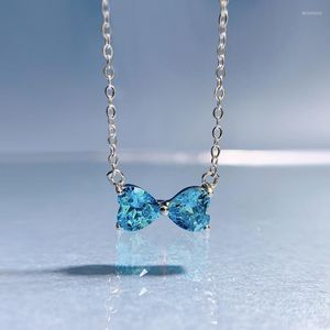 Kedjor 2023 S925 Silver 6 Hjärtformad Sea Blue Treasure Halsband Fashion Celebrity Pendant Women's 40 5cm