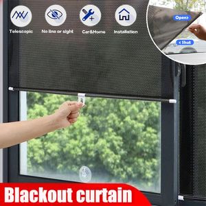 Blinds Universal Roller Suction Cup Sunshade Blackout Curtain Car Bedroom Kitchen Office Window Sunshading Curtains Nailfree p230608