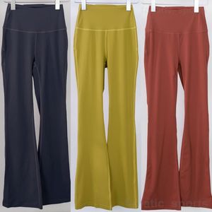 Lu Align Lu Yoga Woman Slim Bell Bottoms Sport Mini Flared Naked Musculação Calça de Treino Cintura Alta Calças Longas Calças de Treino Swift Speed Popular Athletic