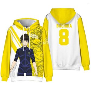 Felpe con cappuccio da uomo 3D Stampato 2023 Anime BLUE LOCK Isagi Bachira Cosplay Costume Pullover Felpe Ragazzi Ragazze Felpa con cappuccio