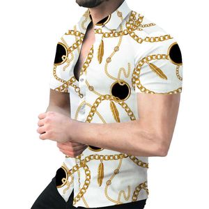 Mäns tryckt kortärmad skjorta street klädekonomi Sommarkläder Bekväm andlig strandstil Fashionabla skjorta