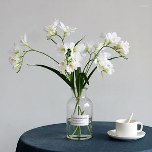 Fiori decorativi 3D Orchidea Cymbidium Artifciail Fiore di seta Home El Disposizione floreale Decorazione sala matrimoni Falso