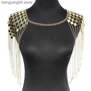 Anhänger Halsketten Punk Metall Statement Halsketten Frauen Kragen Schulter Lange Kette Anhänger Halsketten Sexy Körper Schmuck Zubehör UKMOC T230609