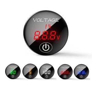 New Waterproof Car Motorcycle DC 5V-48V LED Panel Digital Voltage Meter Battery Capacity Display Voltmeter with Touch ON OFF Switch and % Display