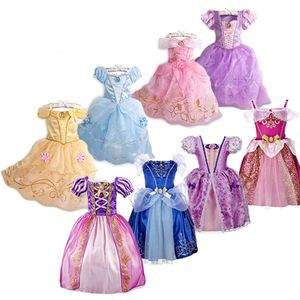 Девочки одеваются маленькая девочка Rapunzel Costume Party Fancy Princess Dress Press Princess Christmas Cosplay Belle Sleed Beauty Carnival маскировка 230608