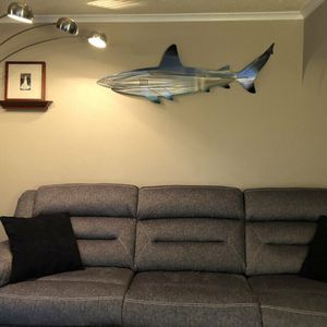 Wall Stickers Metal Shark Outdoor Wall Art Hanging Glass Nautical Decor Ocean Fish Decoration for Patio or Pool 1020 Inches Long Wall Decor 230608