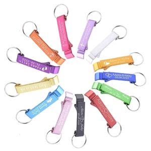 Other Event Party Supplies 50pcs Personalized Engraved Bottle Opener Key Chain Wedding Favors Brewery el Restaurant Christmas Private Gift Baptism 230608