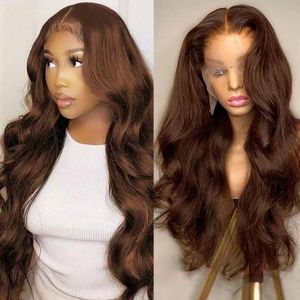 Hair pieces 220 13x4 Brown HD Transparent Lace Front Human Body Wave Glueless Colored T 230609