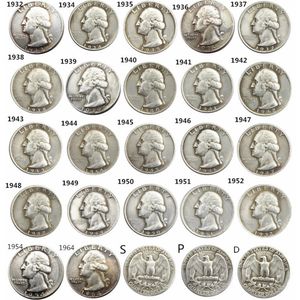 Moeda banhada a prata US 1932-1964 P/D/S Washington Quarter Dollars
