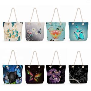 Abendtaschen Schmetterling Blumendruck Handtaschen für Frauen Casual Umhängetasche Hohe Kapazität Sommer Reise Strand Tragbare Shopping Weiblich