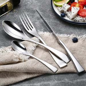 Servis uppsättningar 24 st 18/10 rostfritt stål silver bestick set biff knivar sked och gaffel plattvaror diskmaskin säker