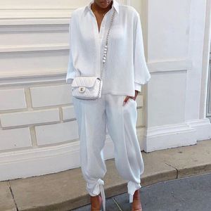 Women's Two Piece Pants Set Women Top And Tracksuits Casual Solid Suit Long Sleeve Loose Ropa Mujer 230609