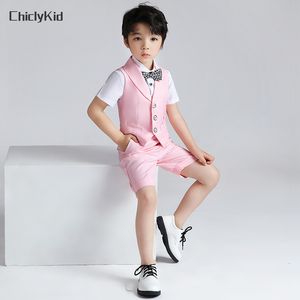 Костюмы для мальчиков летние жилеты Шорты Формальное платье детское цвет конфет
