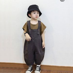 Overall 211 Y Kids Summer Baby Boys Cotton Jumpsuits Croped Pants Solid Casual Breatble Children Outfits Clothes HW35 230608