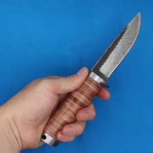 High Quality Survival Straight Knife High Carbon Steel Drop Point Satin Blade Full Tang Leather Handle Fixed Blade Knives Leather Sheath