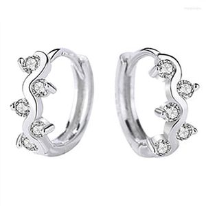 Hoop Earrings Arrival Princess Crystal Leaf Design For Women Jewelry Pure 925 Sterling Silver Female Party Bijou