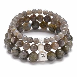 Strand Beaded Strands Style Natural Grey Moonstone Bracelet Stone Single Circle For Men Or Women Jewelry Wholesale