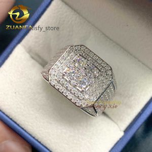 새로운 디자이너 힙합 남자 반지 보석 925 스털링 실버 VVS Moissanite Cuban Rings for Men