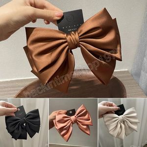 Vintage Big Hair Bow Ties Cute Hair Clips Satin 3 Layer Butterfly Bow Hairpin Girl Hair Accessories For Women Bowknot Hairpins