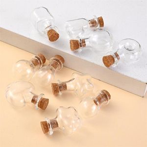 Jewelry Pouches 5Pcs Mini Glass Bottle With Cork Clear Wish Hanging Decoration Party Gift DIY Pendants Earrings Making Supplies