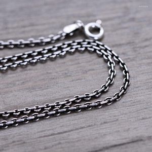 Chains Real 925 Sterling Silver 2mm Flat Rolo Link Chain Necklace 15.7" 17.7"