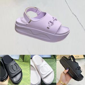 Chinelos de praia fashion Fundo grosso designer masculino Sapato Alfabeto Feminino Sapatos senhora Plataforma Sandálias Salto de couro Letra Slides Desenhos animados chinelo tamanho 35-42-45 Com caixa